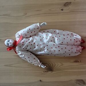 Vintage Harlequin Clown Porcelain Doll With Hearts 16”